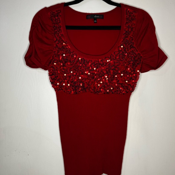 Sequined Red Blouse - Picture 1 of 2